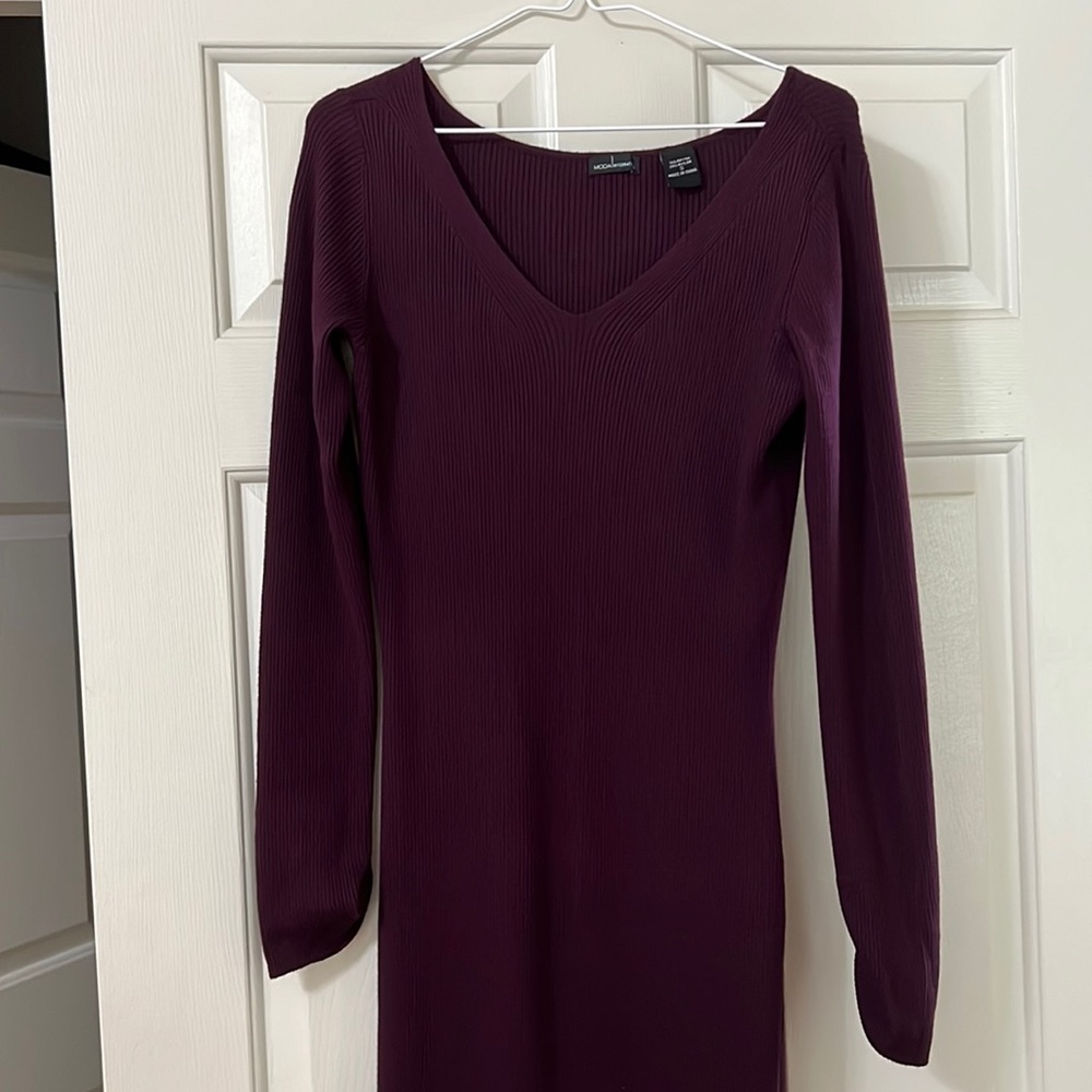 Size S, Moda, dark purple maxi sweater dress